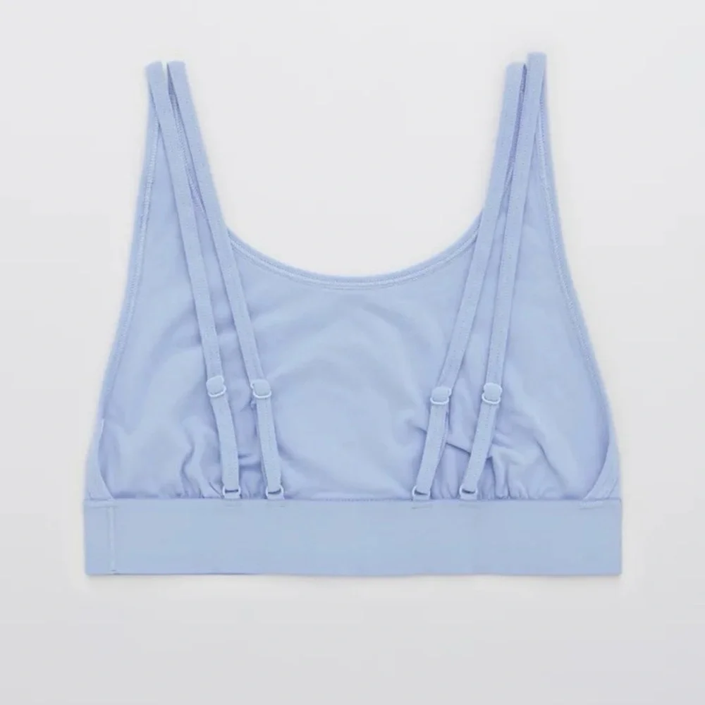 NWT Aerie High Neck Cotton Longline Bralette Womens Small Fresh Water Blue - Picture 5 of 8